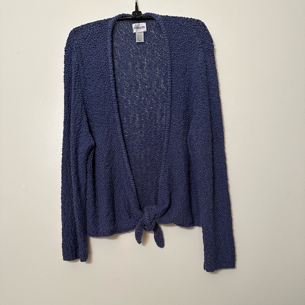 Chico's Blue Open-Front Cardigan
